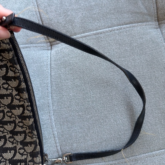 Christian Dior Y2K Monogram Mini Saddle Pochette bag in black and beige canvas - Picture 2 of 7